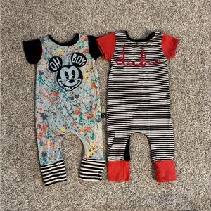 Mickey Mouse Splatter and Stripe Bodysuit Set